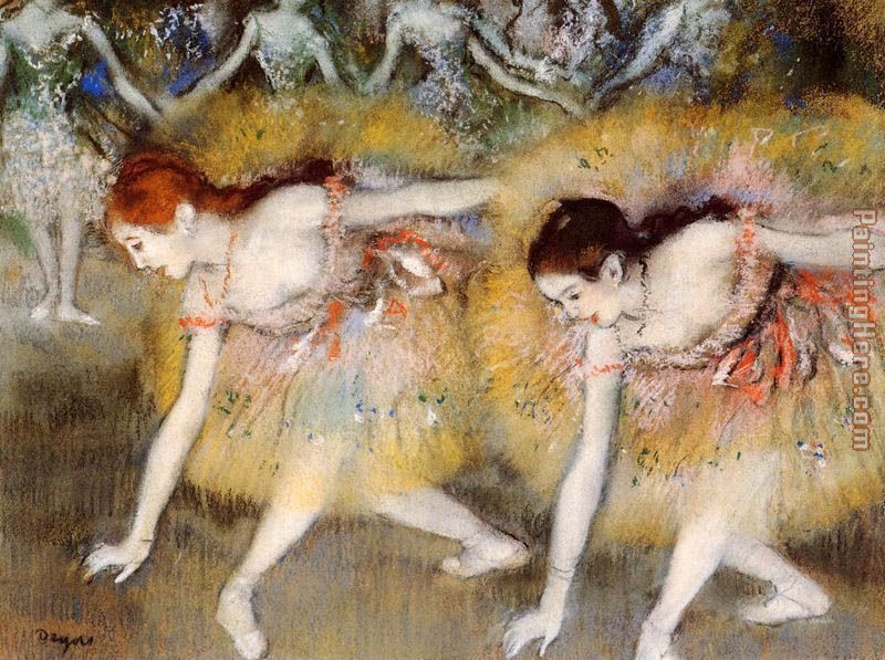 Dancers Bending Down painting - Edgar Degas Dancers Bending Down art painting